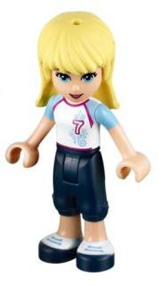 LEGO Minifigure-Stephanie, Dark Blue Cropped Trousers, White Soccer Jersey-Friends-FRND036-Creative Brick Builders